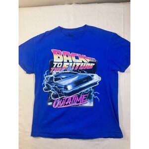 Back to the Future DeLorean Graphic Tee Shirt Royal‎ Blue Mens Medium Universal